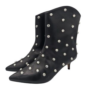 Schutz Maryann Studded Kitten Heel Leather Booties 6.5